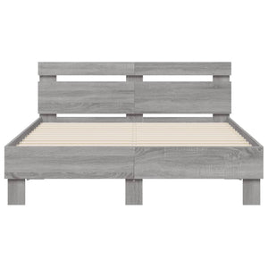 Πλαίσιο Κρεβατιού με Κεφαλάρι/LED Γκρι Sonoma 135x190 εκ.