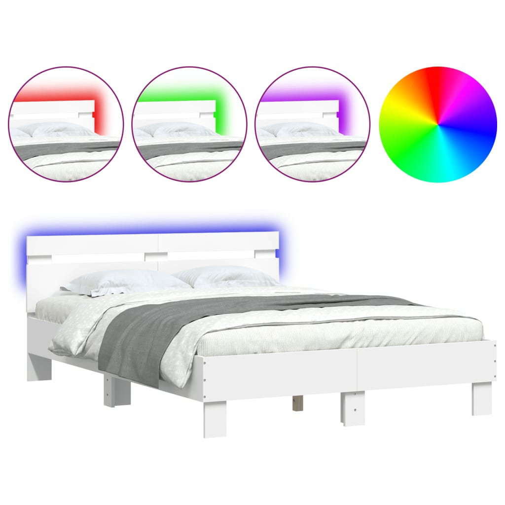 Πλαίσιο Κρεβατιού με Κεφαλάρι/LED Λευκό 120x190 εκ.