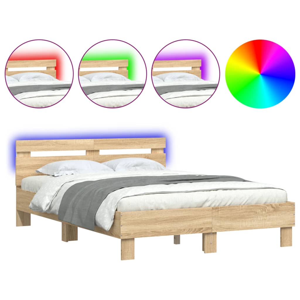Πλαίσιο Κρεβατιού με Κεφαλάρι/LED Sonoma Δρυς 120 x 190 εκ.