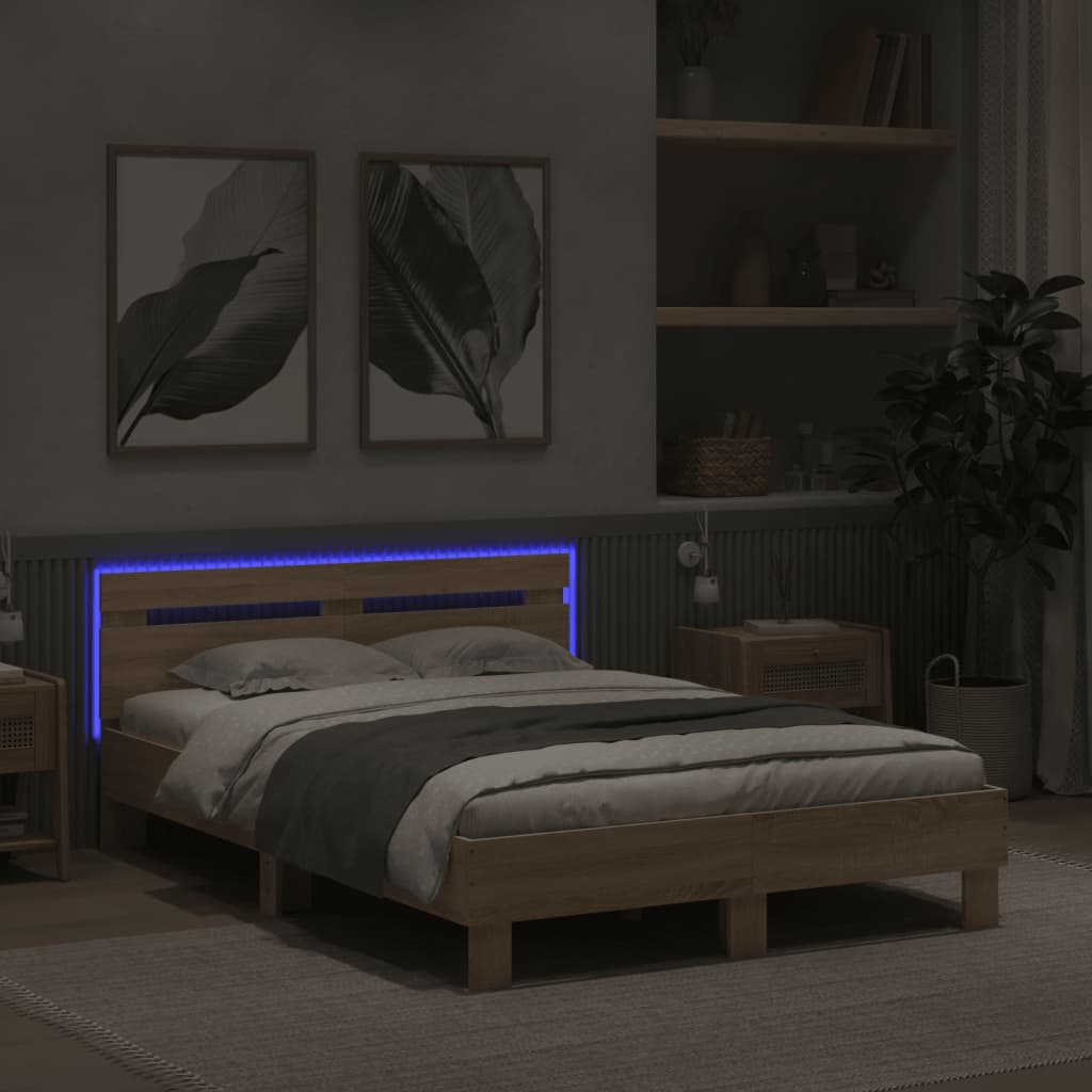 Πλαίσιο Κρεβατιού με Κεφαλάρι/LED Sonoma Δρυς 120 x 190 εκ.