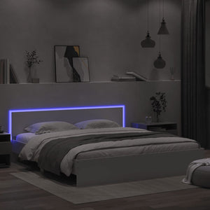 Πλαίσιο Κρεβατιού με Κεφαλάρι/LED Λευκό 200 x 200 εκ.
