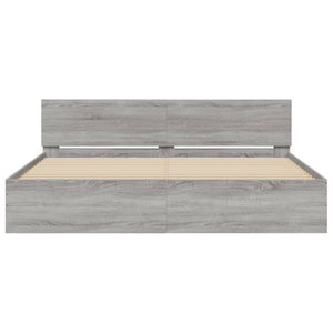 Πλαίσιο Κρεβατιού με Κεφαλάρι/LED Γκρι Sonoma 200x200 εκ.