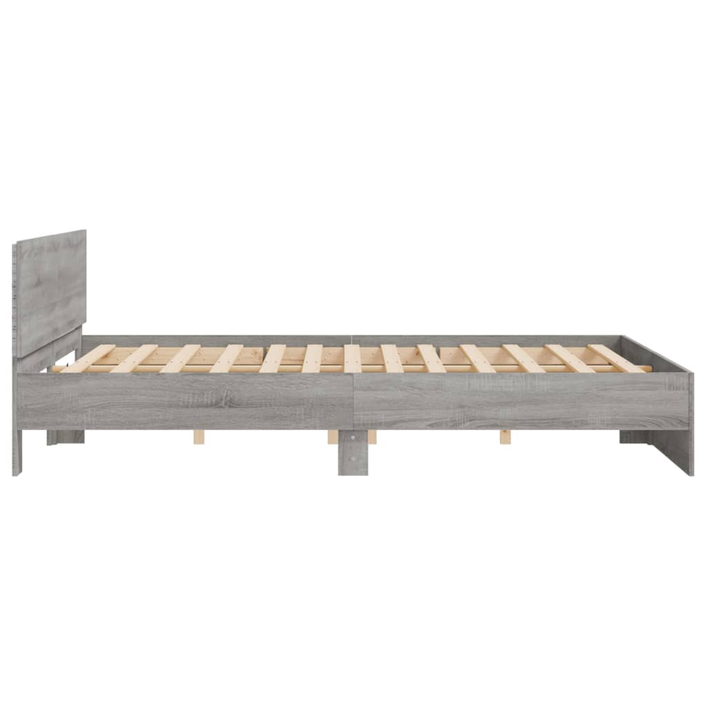 Πλαίσιο Κρεβατιού με Κεφαλάρι/LED Γκρι Sonoma 200x200 εκ.