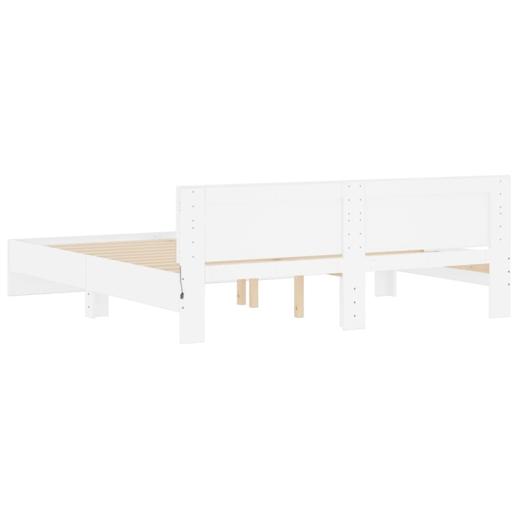 Πλαίσιο Κρεβατιού με Κεφαλάρι/LED Λευκό 180x200 εκ