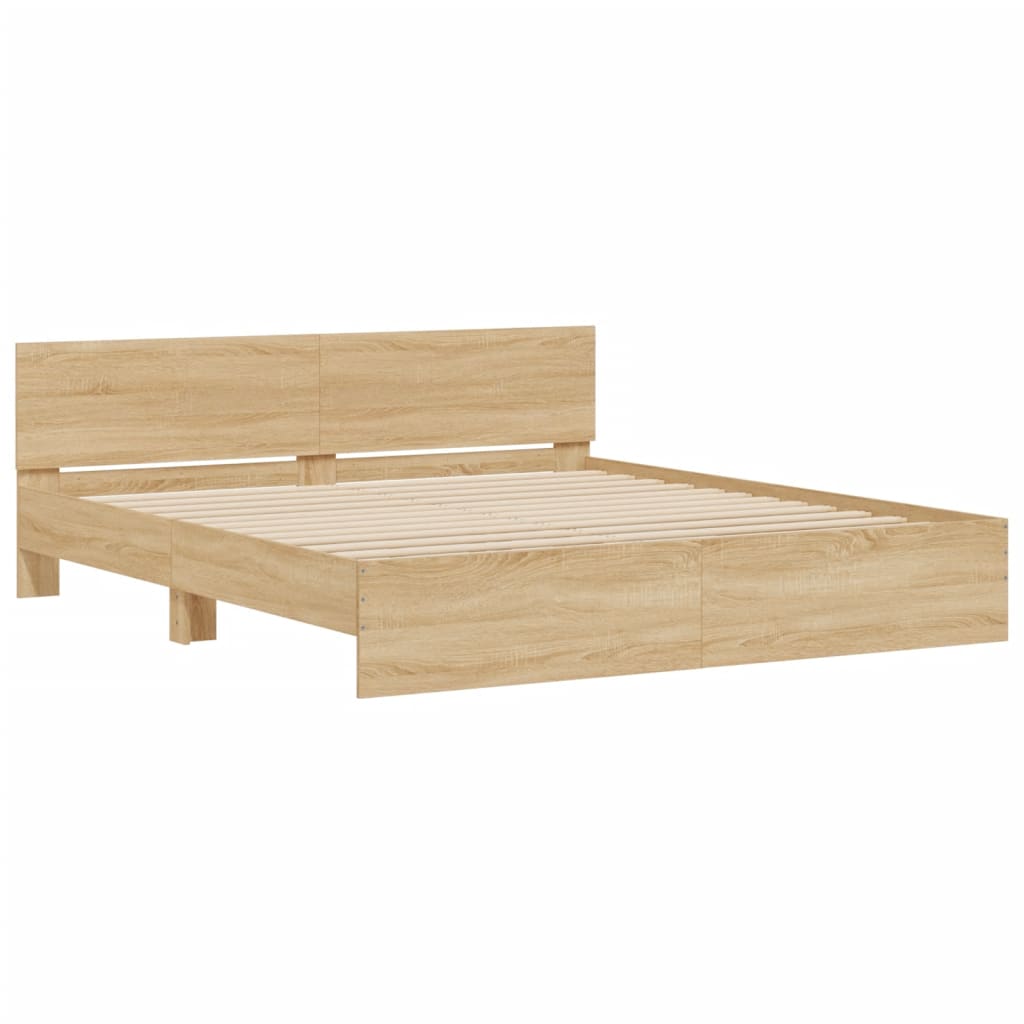 Πλαίσιο Κρεβατιού με Κεφαλάρι/LED Sonoma δρυς 180x200 εκ.