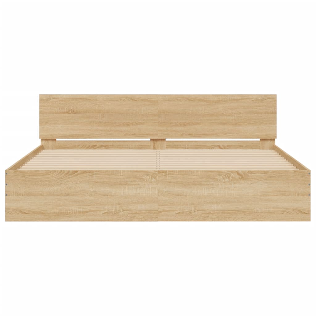 Πλαίσιο Κρεβατιού με Κεφαλάρι/LED Sonoma δρυς 180x200 εκ.