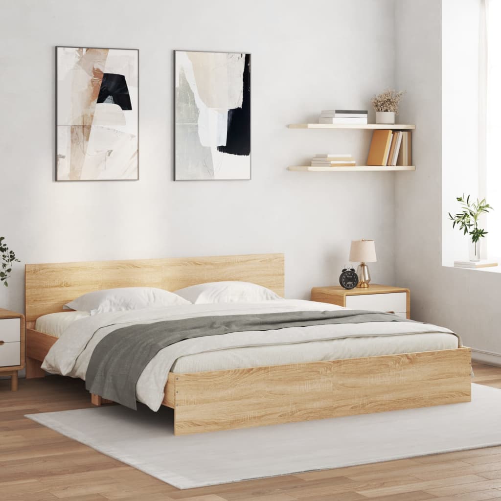 Πλαίσιο Κρεβατιού με Κεφαλάρι/LED Sonoma δρυς 180x200 εκ.