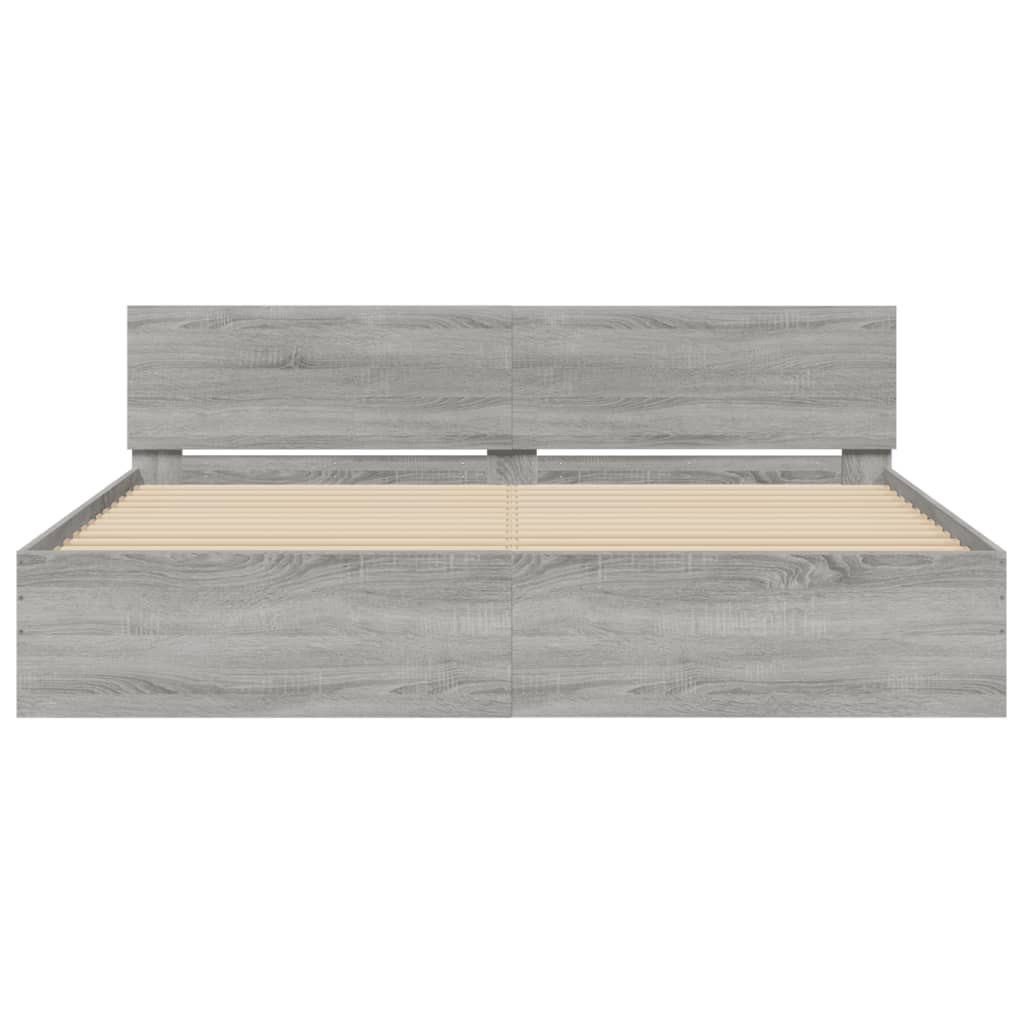 Πλαίσιο Κρεβατιού με Κεφαλάρι/LED Γκρι Sonoma 180x200 εκ.