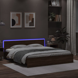Πλαίσιο Κρεβατιού με Κεφαλάρι/LED Καφέ δρυς 180x200 εκ. - Pakobazaar