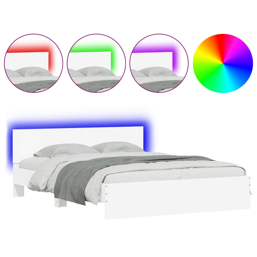 Πλαίσιο Κρεβατιού με Κεφαλάρι/LED Λευκό 160x200 εκ.