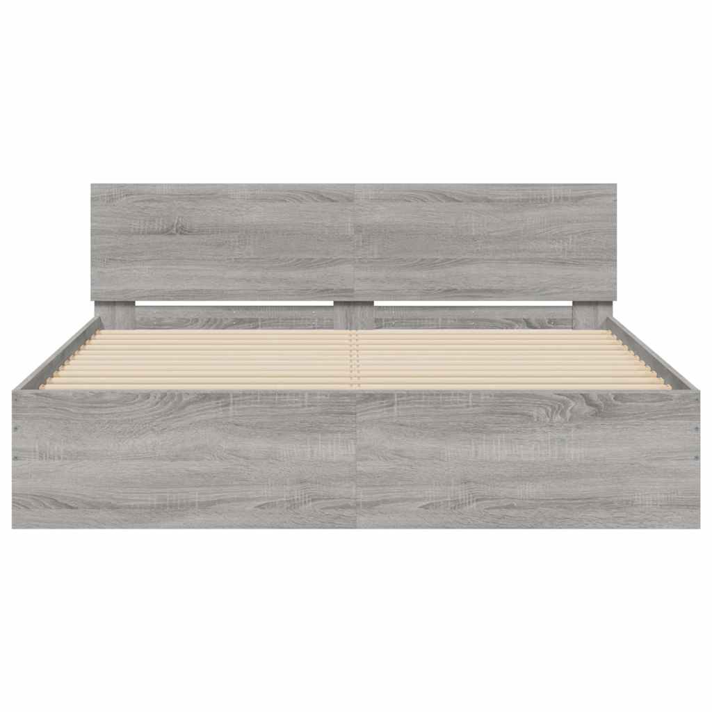 Πλαίσιο Κρεβατιού με Κεφαλάρι/LED Γκρι Sonoma 160x200 εκ.