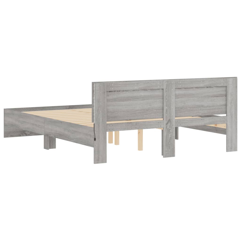 Πλαίσιο Κρεβατιού με Κεφαλάρι/LED Γκρι Sonoma 160x200 εκ.