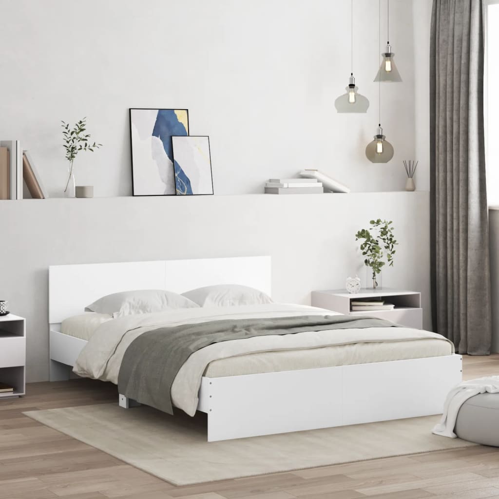Πλαίσιο Κρεβατιού με Κεφαλάρι/LED Λευκό 150 x 200 εκ