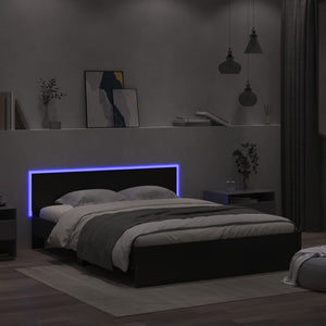 Πλαίσιο Κρεβατιού με Κεφαλάρι/LED Μαύρο 150 x 200 εκ