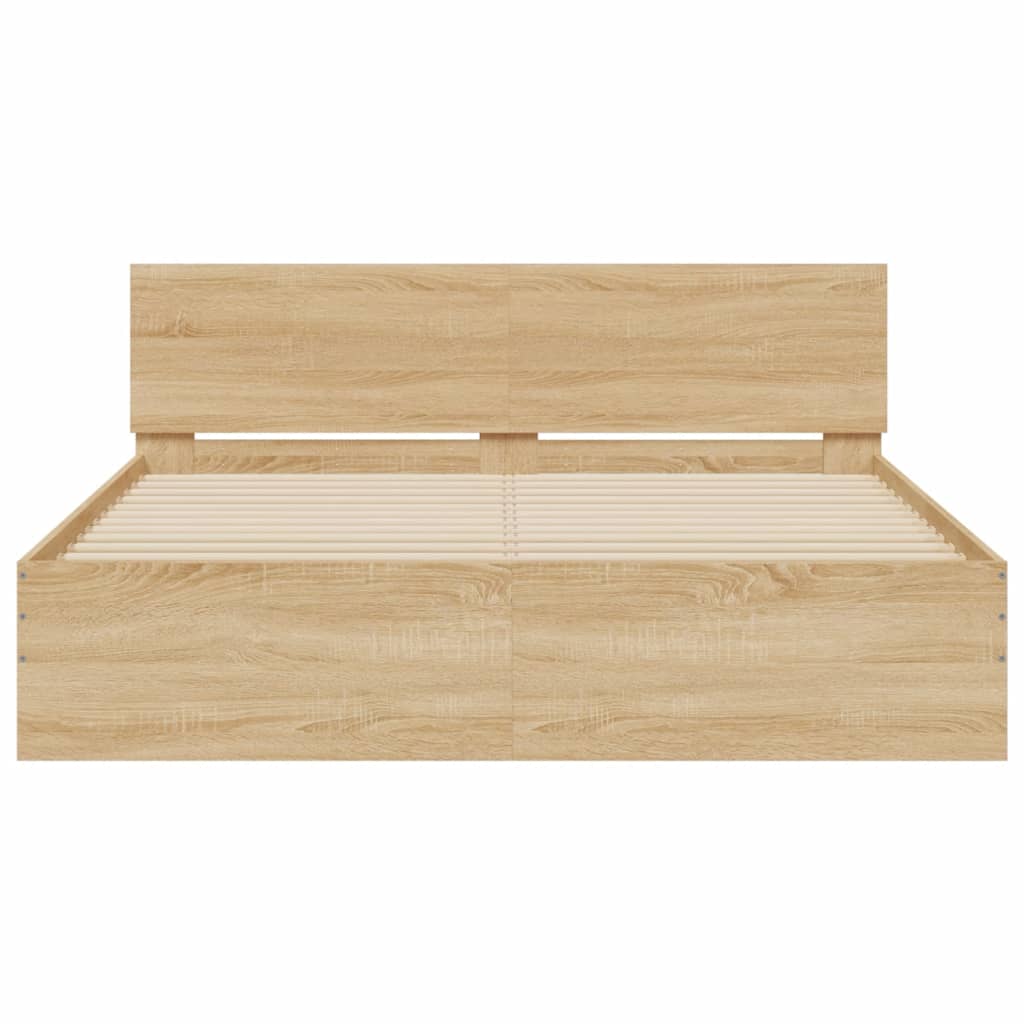 Πλαίσιο Κρεβατιού με Κεφαλάρι/LED Sonoma δρυς 150x200 εκ.