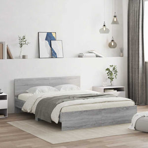 Πλαίσιο Κρεβατιού με Κεφαλάρι/LED Γκρι Sonoma 150x200 εκ.