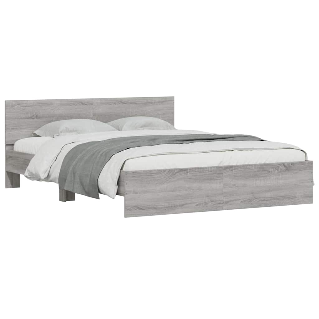 Πλαίσιο Κρεβατιού με Κεφαλάρι/LED Γκρι Sonoma 150x200 εκ.