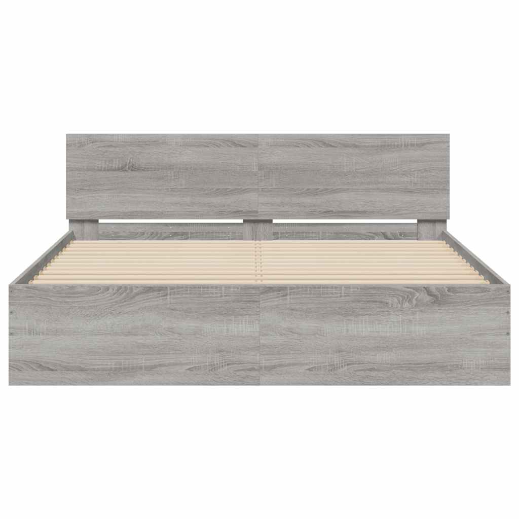 Πλαίσιο Κρεβατιού με Κεφαλάρι/LED Γκρι Sonoma 150x200 εκ.