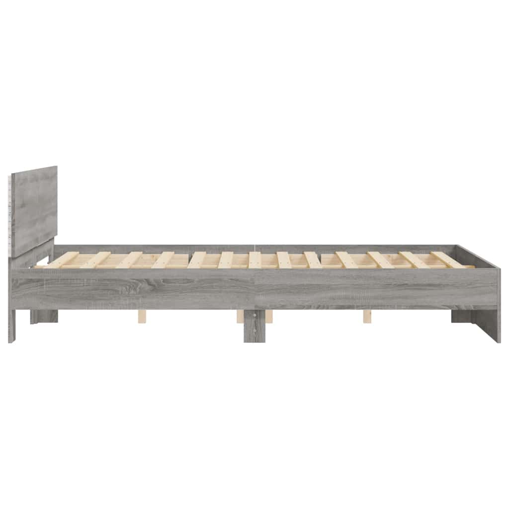 Πλαίσιο Κρεβατιού με Κεφαλάρι/LED Γκρι Sonoma 150x200 εκ.