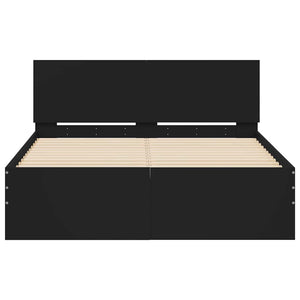 Πλαίσιο Κρεβατιού με Κεφαλάρι/LED Μαύρο 140 x 200 εκ.