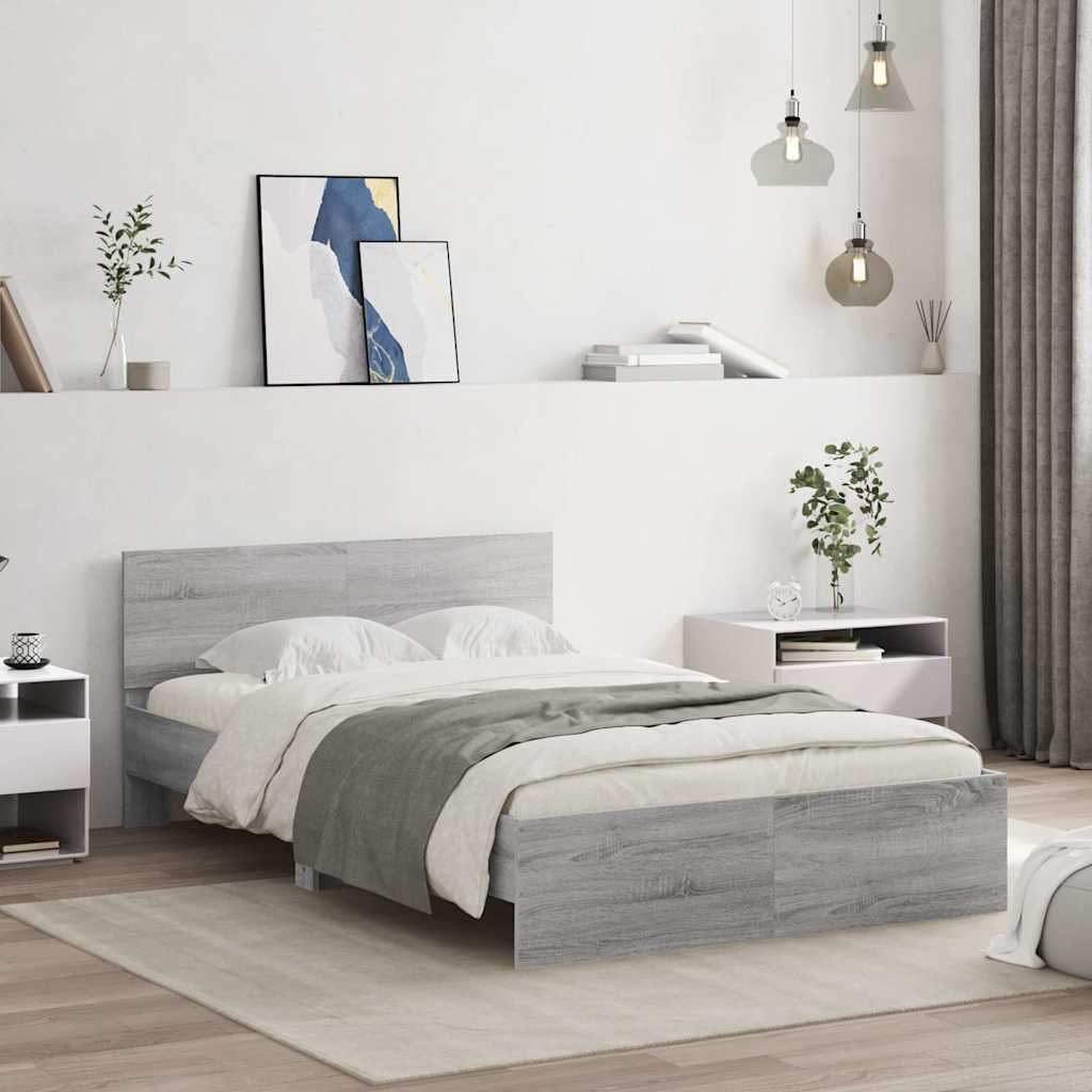 Πλαίσιο Κρεβατιού με Κεφαλάρι/LED Γκρι Sonoma 140x200 εκ.