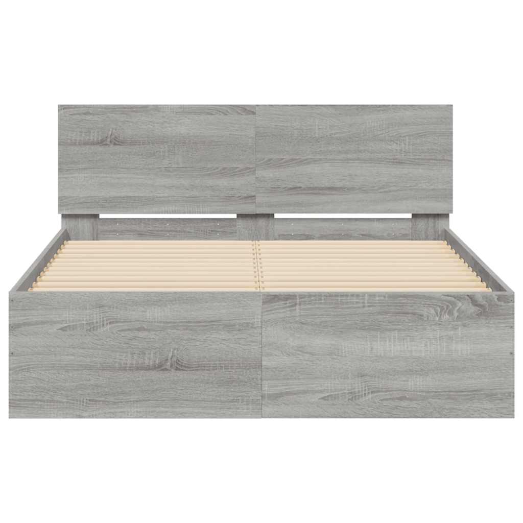 Πλαίσιο Κρεβατιού με Κεφαλάρι/LED Γκρι Sonoma 140x200 εκ.