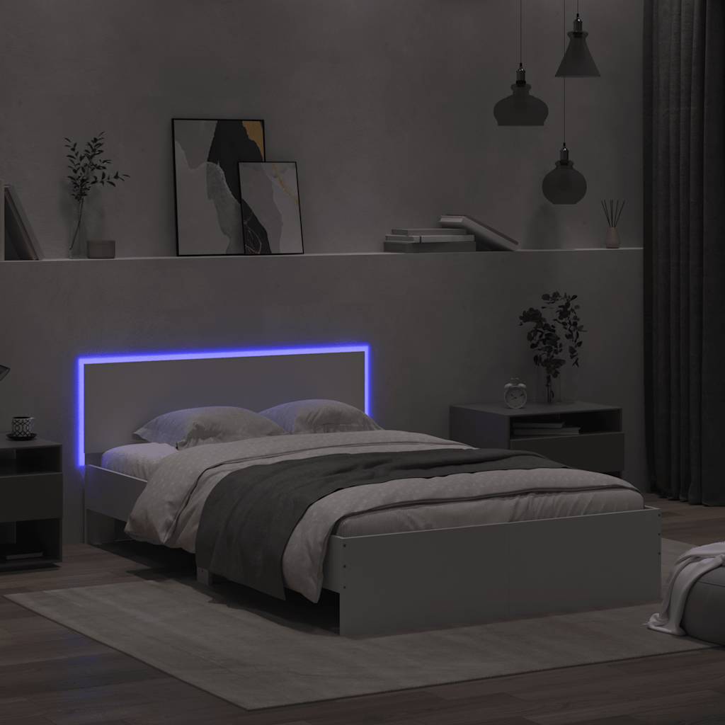 Πλαίσιο Κρεβατιού με Κεφαλάρι και LED Λευκό 120 x 200 εκ.