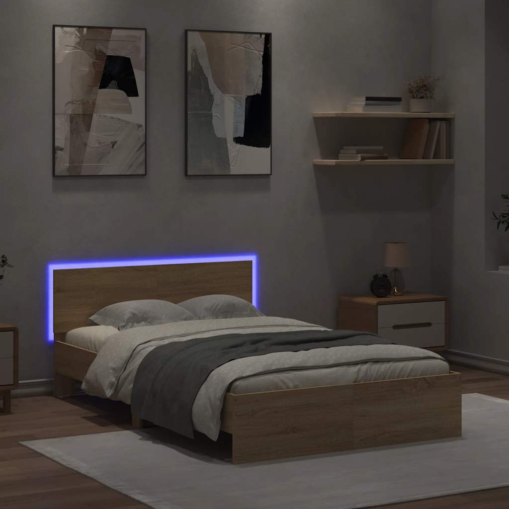 Πλαίσιο Κρεβατιού με Κεφαλάρι/LED Sonoma δρυς 120x200 εκ.