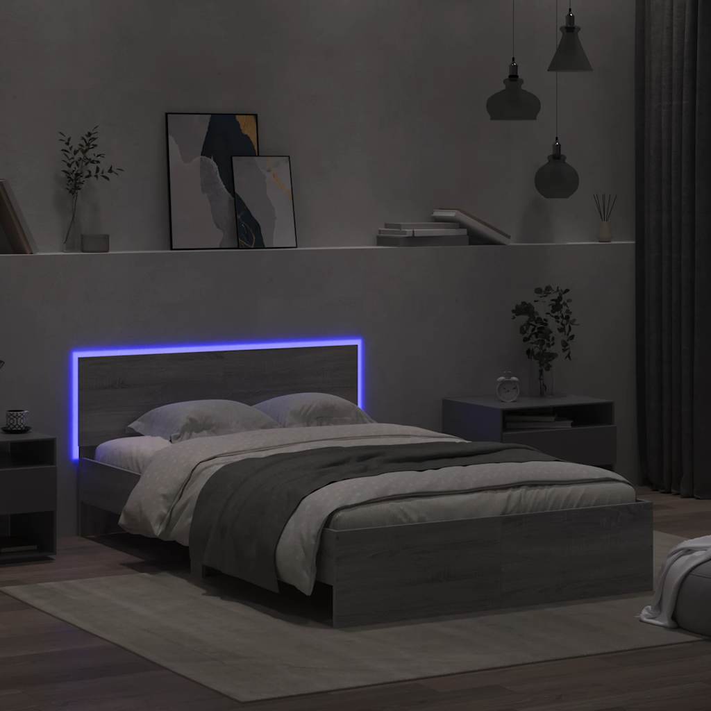 Πλαίσιο Κρεβατιού με Κεφαλάρι/LED Γκρι Sonoma 120x200 εκ.