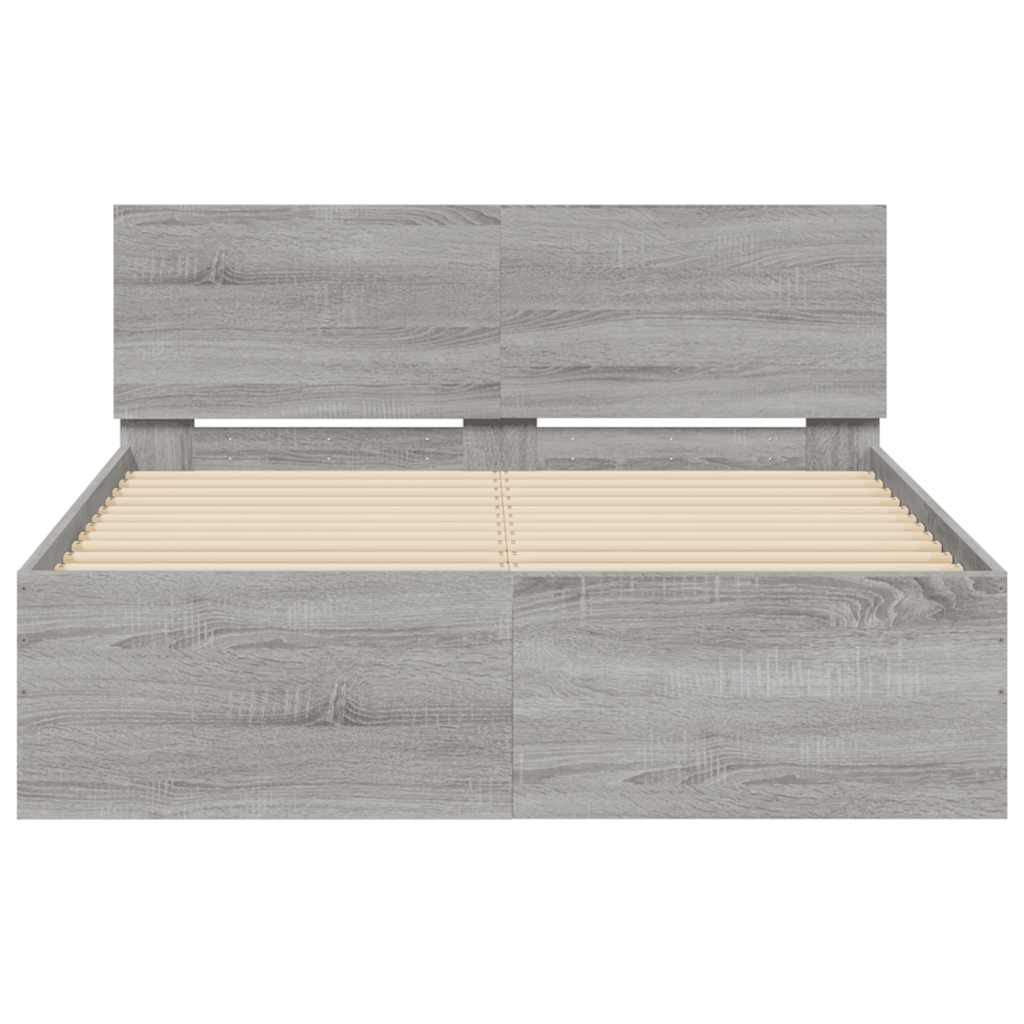 Πλαίσιο Κρεβατιού με Κεφαλάρι/LED Γκρι Sonoma 120x200 εκ.