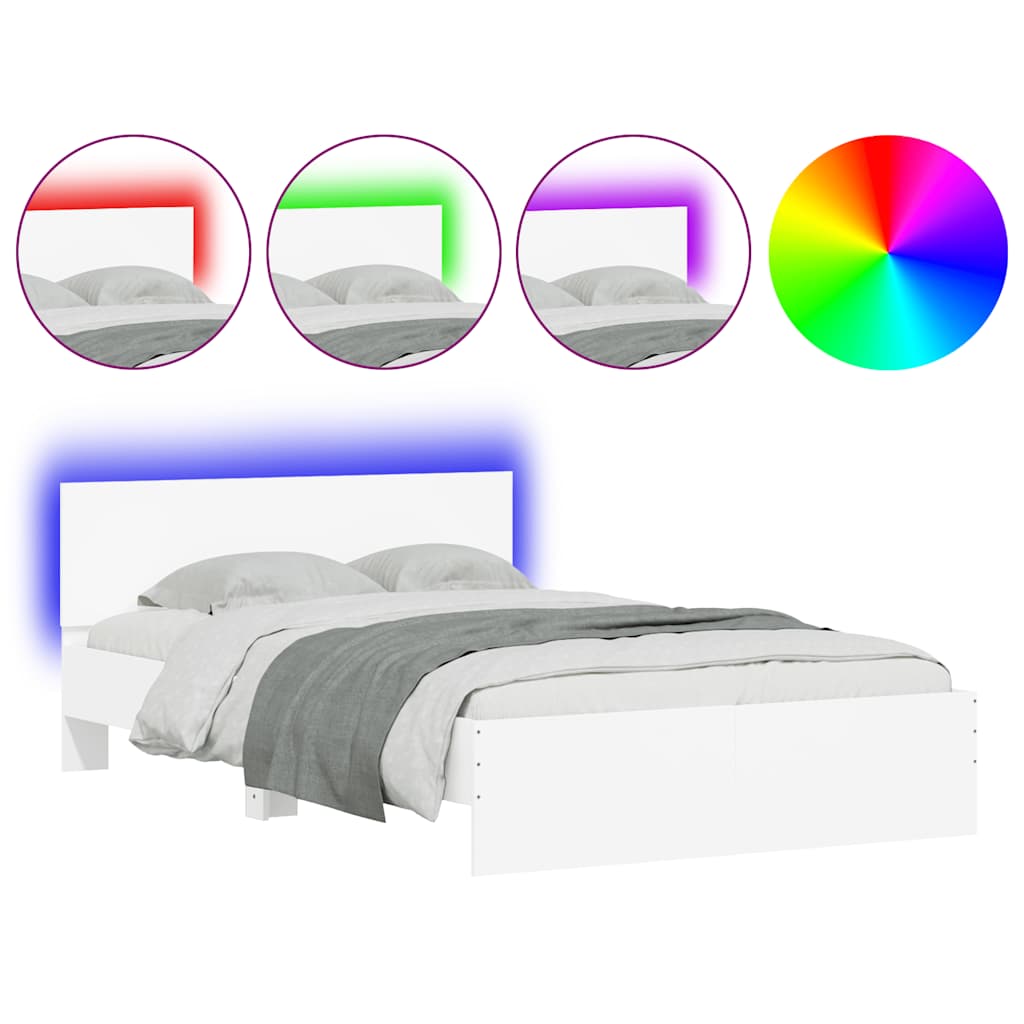 Πλαίσιο Κρεβατιού με Κεφαλάρι/LED Λευκό 140x190 εκ.