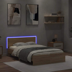 Πλαίσιο Κρεβατιού με Κεφαλάρι/LED Sonoma Δρυς 135 x 190 εκ.