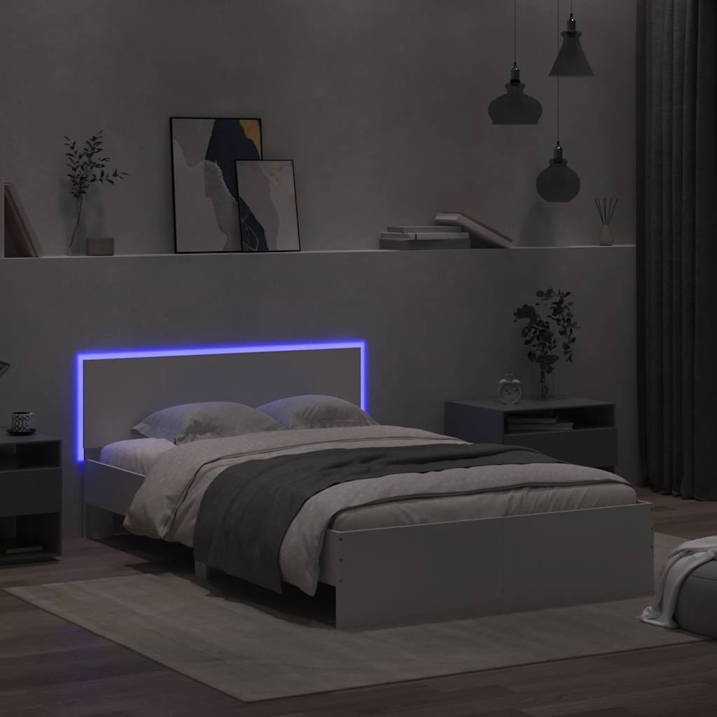 Πλαίσιο Κρεβατιού με Κεφαλάρι/LED Λευκό 120x190 εκ. - Pakobazaar