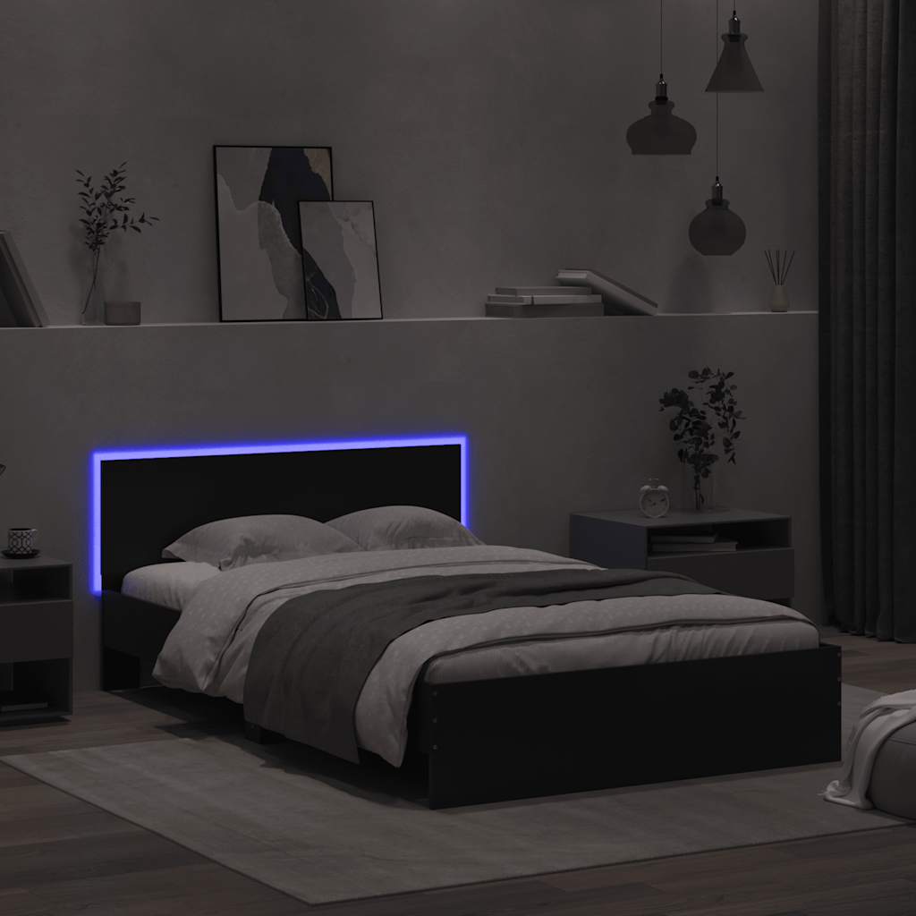 Πλαίσιο Κρεβατιού με Κεφαλάρι/LED Μαύρο 120 x 190 εκ - Pakobazaar