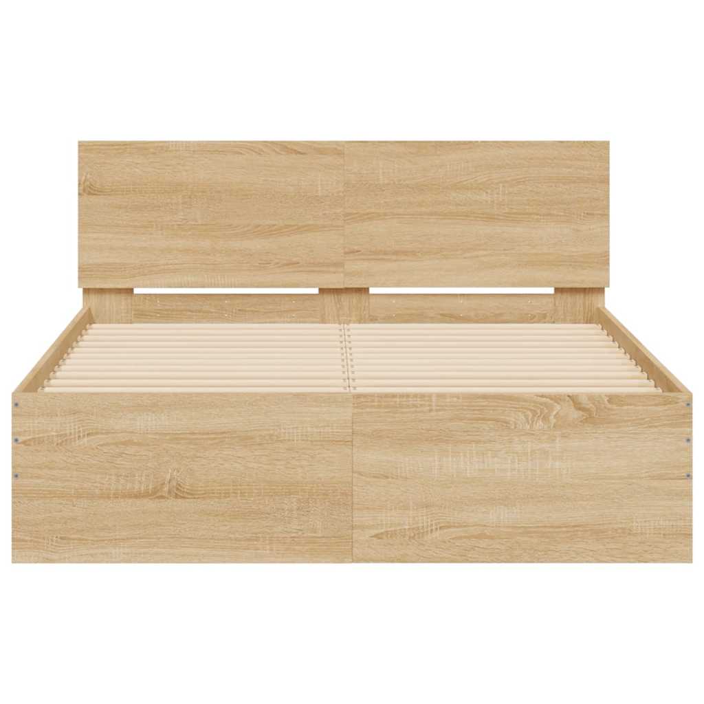 Πλαίσιο Κρεβατιού με Κεφαλάρι/LED Sonoma Δρυς 120 x 190 εκ. - Pakobazaar