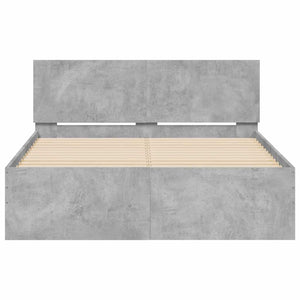 Πλαίσιο Κρεβατιού με Κεφαλάρι/LED Γκρι σκυροδέματος 120x190εκ.