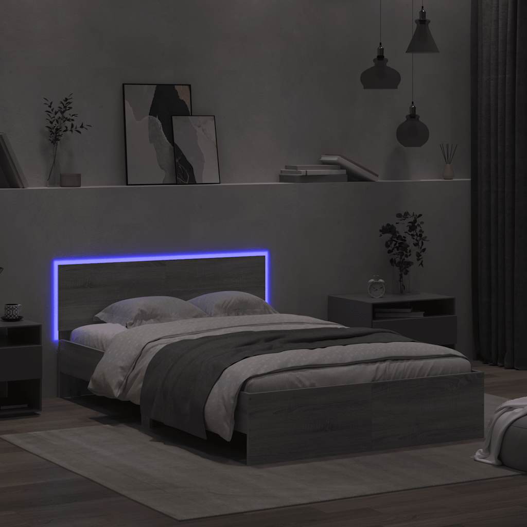 Πλαίσιο Κρεβατιού με Κεφαλάρι/LED Γκρι Sonoma 120x190 εκ.