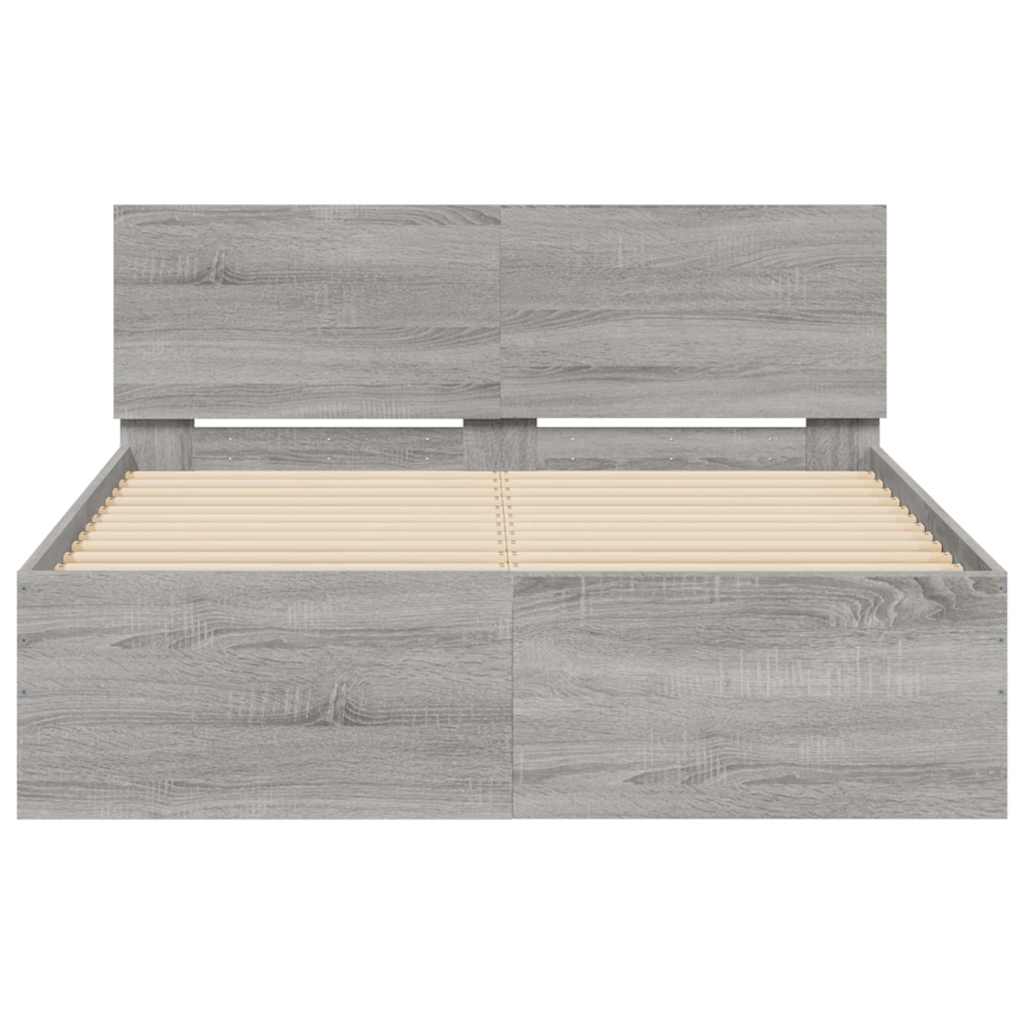 Πλαίσιο Κρεβατιού με Κεφαλάρι/LED Γκρι Sonoma 120x190 εκ.