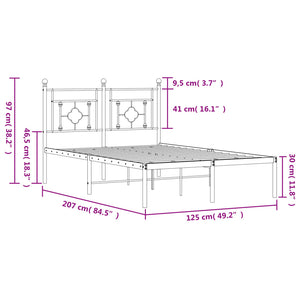 Πλαίσιο Κρεβατιού με Κεφαλάρι Μαύρο 120 x 200 εκ. Μεταλλικό