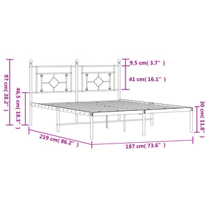 Πλαίσιο Κρεβατιού με Κεφαλάρι Λευκό 183 x 213 εκ. Μεταλλικό
