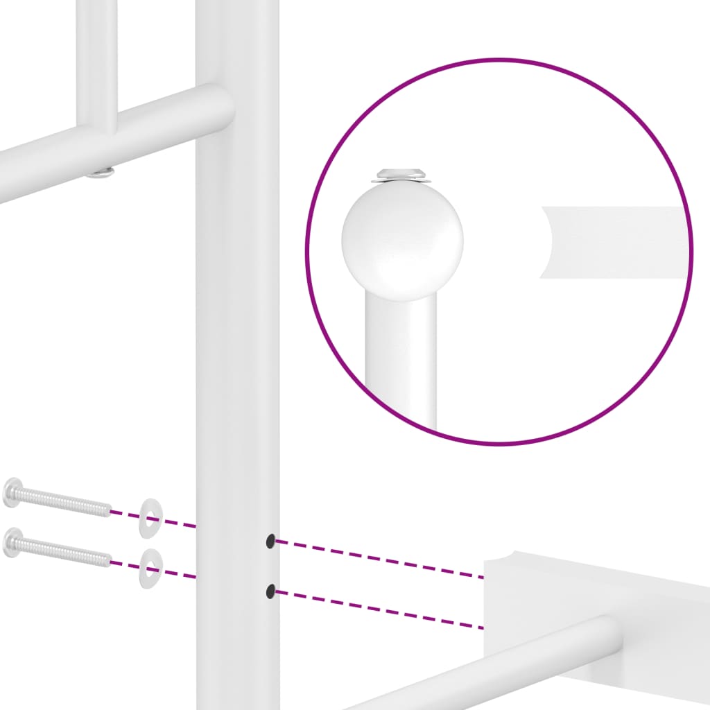 Πλαίσιο Κρεβατιού με Κεφαλάρι&Ποδαρικό Λευκό 135x190εκ. Μέταλλο