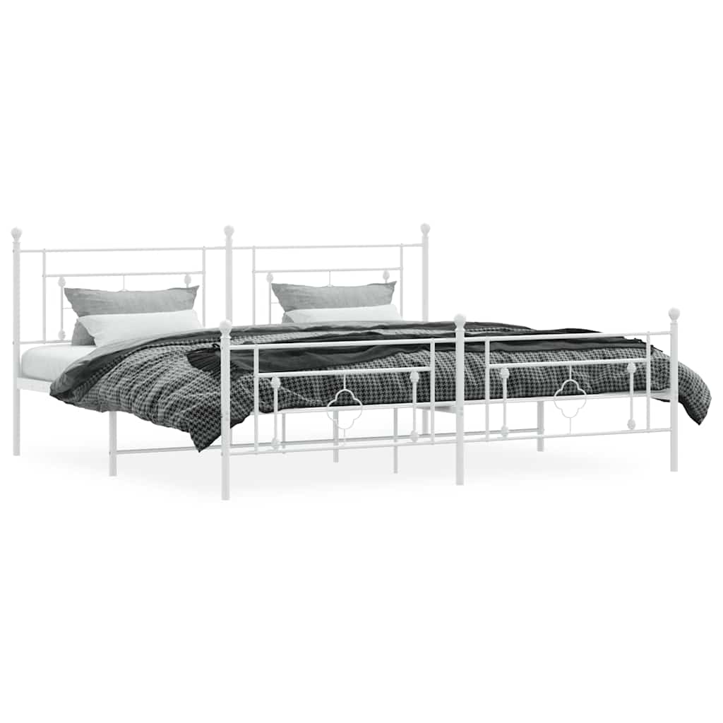 Πλαίσιο Κρεβατιού με Κεφαλάρι&Ποδαρικό Λευκό 193x203εκ. Μέταλλο