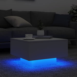 Τραπεζάκι Σαλονιού με Φώτα LED Λευκό 55x55x31 εκ. - Pakobazaar