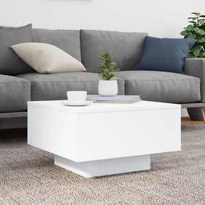 Τραπεζάκι Σαλονιού με Φώτα LED Λευκό 55x55x31 εκ. - Pakobazaar