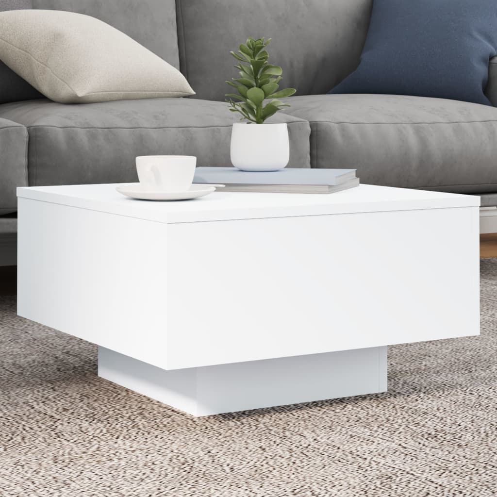 Τραπεζάκι Σαλονιού με Φώτα LED Λευκό 55x55x31 εκ. - Pakobazaar