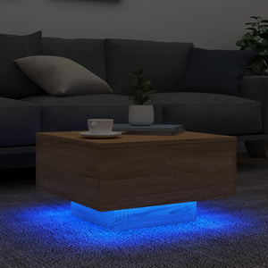 Τραπεζάκι Σαλονιού με Φώτα LED Sonoma Δρυς 55x55x31 εκ. - Pakobazaar
