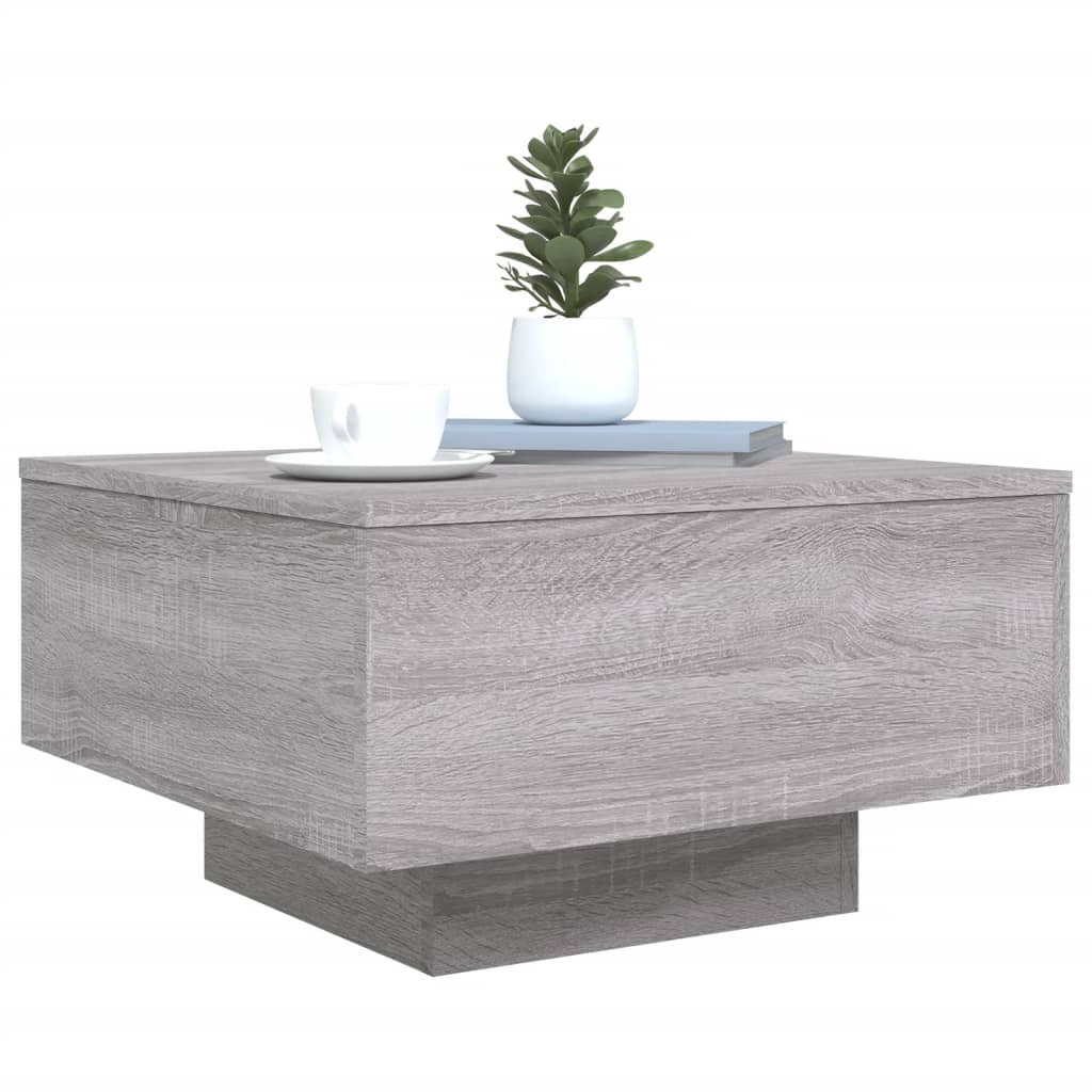 Τραπεζάκι Σαλονιού με Φώτα LED Γκρι Sonoma 55x55x31 εκ. - Pakobazaar
