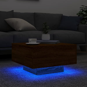 Τραπεζάκι Σαλονιού με Φώτα LED Καφέ Δρυς 55x55x31 εκ. - Pakobazaar