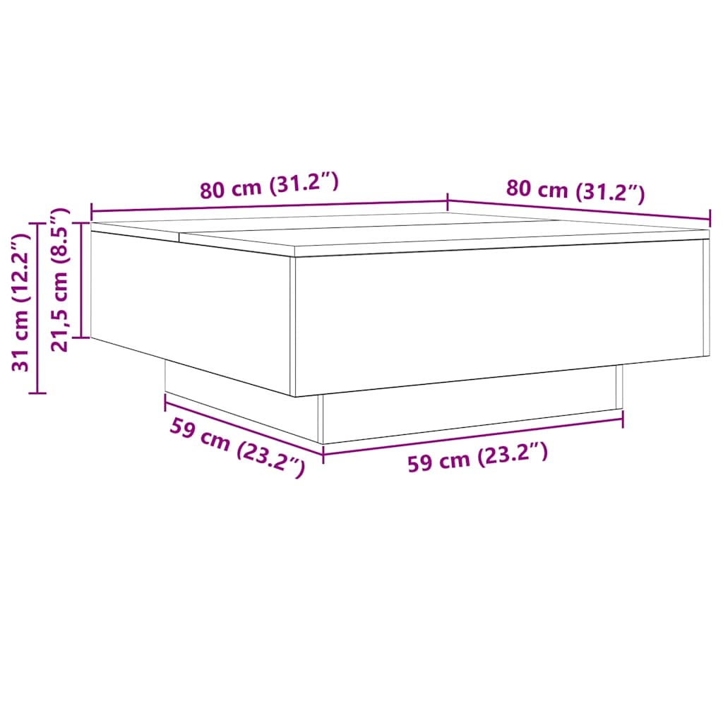 Τραπεζάκι Σαλονιού Sonoma Δρυς 80 x 80 x 31 εκ. από Επεξ. Ξύλο - Pakobazaar