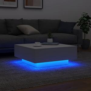 Τραπεζάκι Σαλονιού με Φώτα LED Λευκό 80 x 80 x 31 εκ. - Pakobazaar